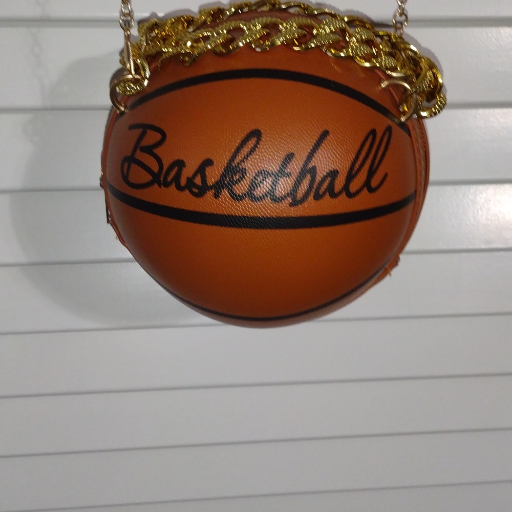 Basketball Novelty Crossbody Bag with Gold Chain